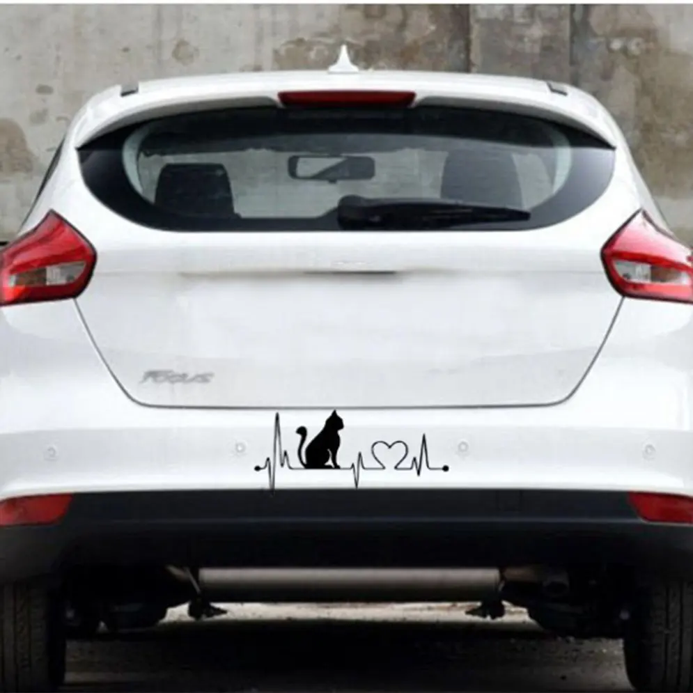 Trendy Design Pet Cat Heartbeat Lifeline PET Decal Unique Car Body Stickers Car Styling Truck Accessories