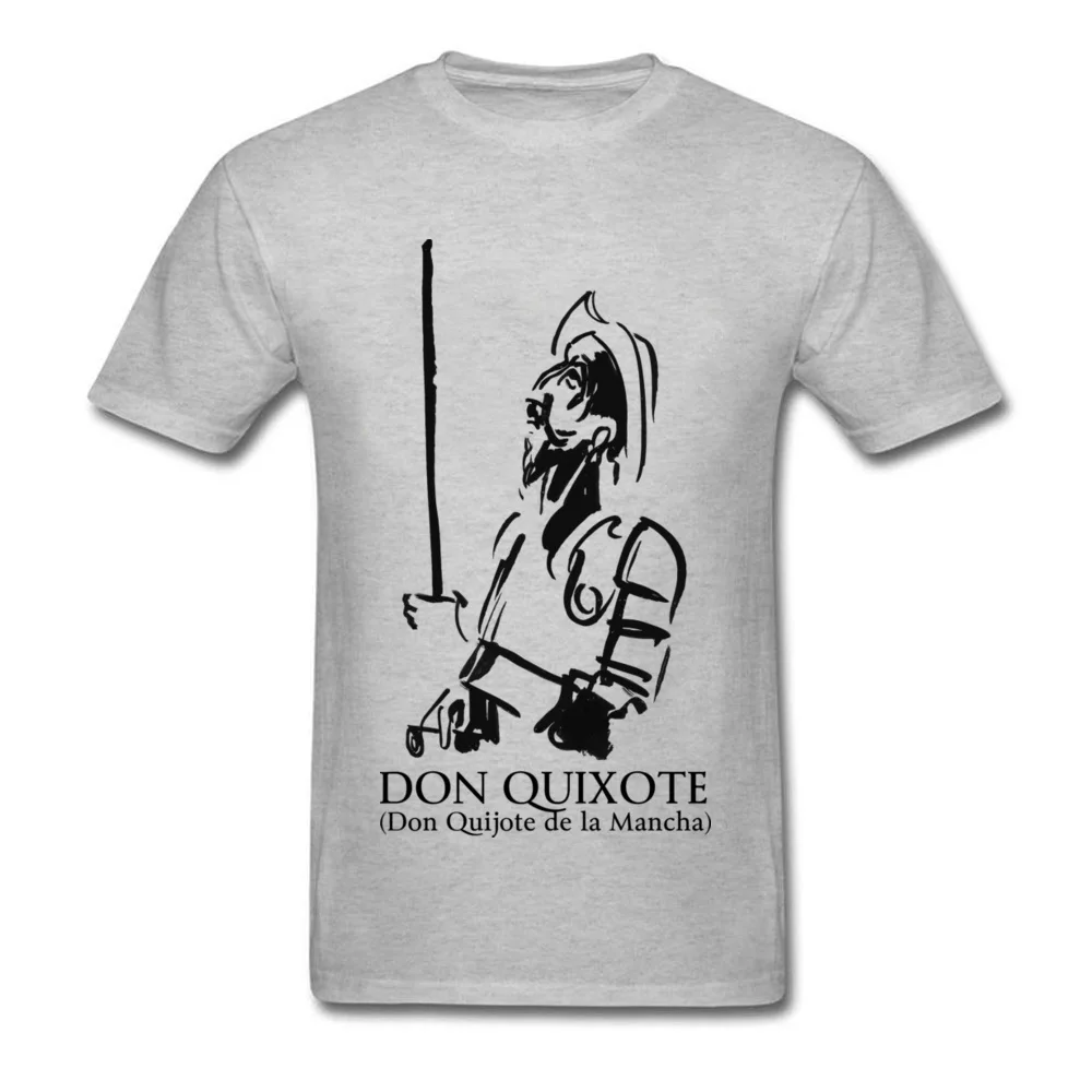 Don Quixote Men T-shirts Fitted Custom Tops Shirts All Cotton O-Neck Short Sleeve Family Tee-Shirt Mother Day Top Quality Don Quixote grey