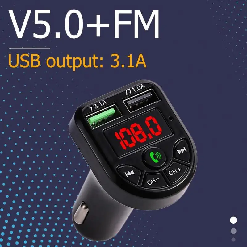 Автомобильный комплект свободные руки Handsfree беспроводной Bluetooth 5,0 fm-передатчик Handsfree автомобильный комплект аудио MP3 плеер USB зарядное устройство