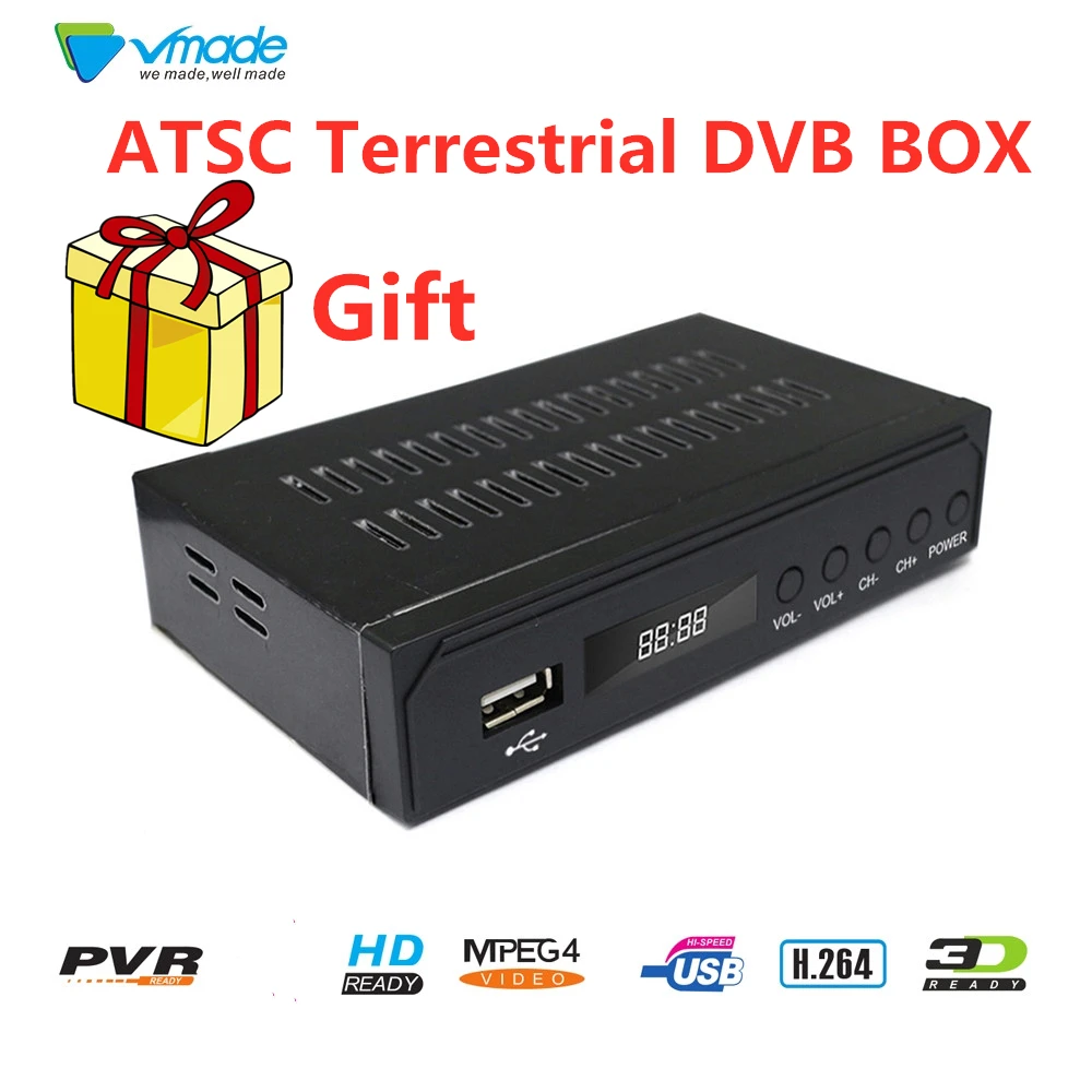 ATSC T2 в эфирный приемник H.264 ТВ коробка тюнер Поддержка PVR EPG Dolby для США Мексики