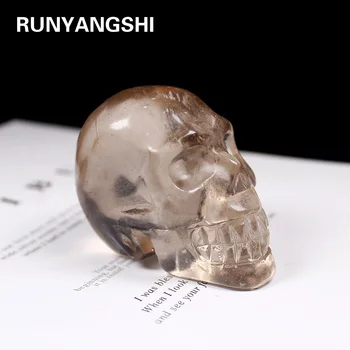 

Natural smokey quartz crystal skull ghost hand carved crystal halloween gift festival crystal craft for decoration