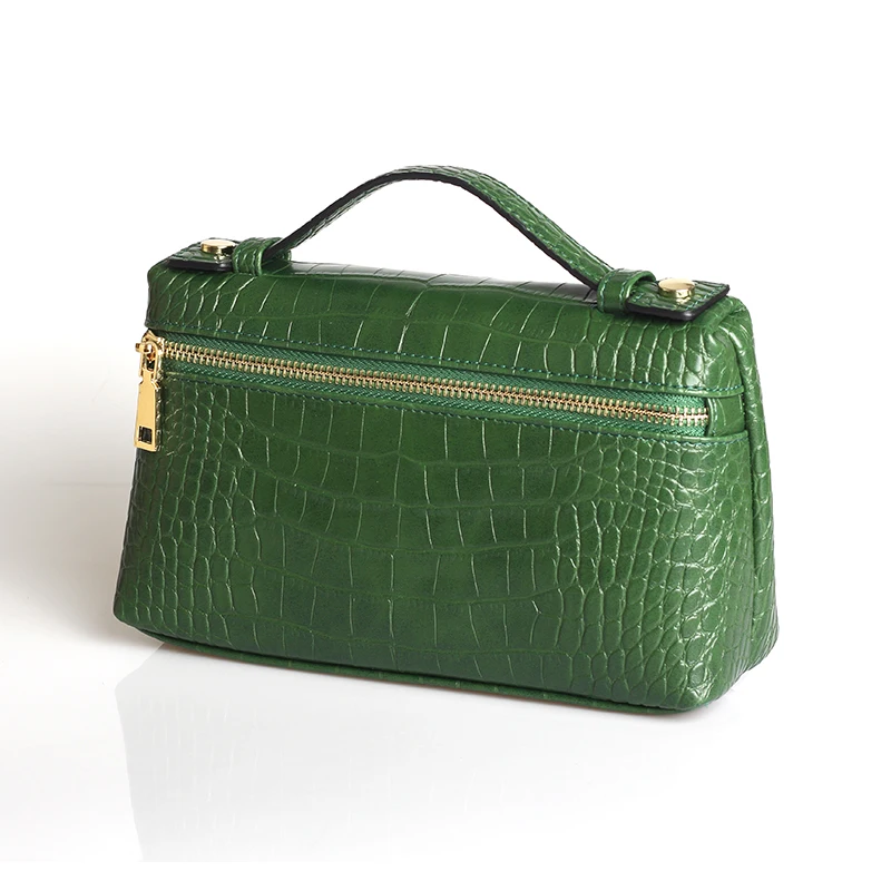Croc Green(L) TOPHIGH/дизайнерский клатч из натуральной кожи с узором страуса/узором крокодила/узором питона/трендовая сумка женская сумочка - Цвет: Croc Green(L)