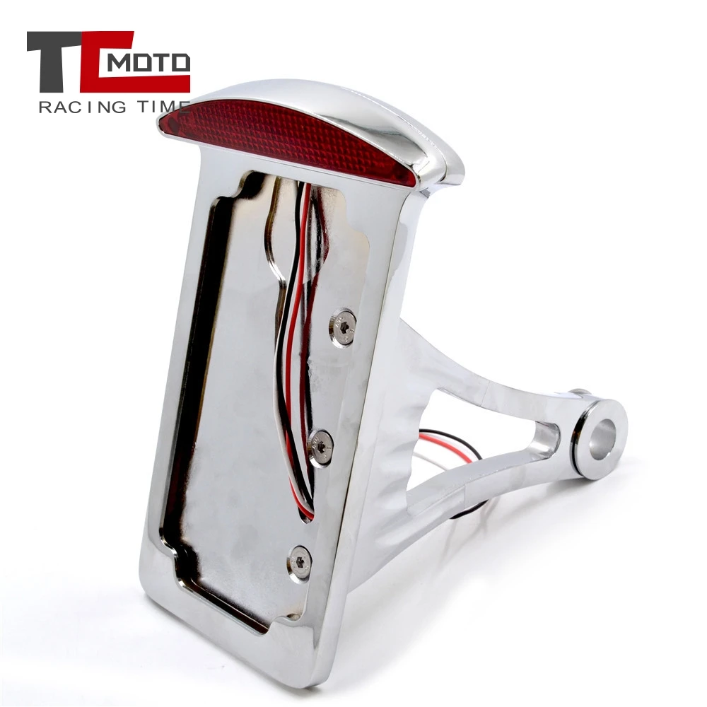 

Motorcycle Vertical Side Number Plate Holder Bracket With Led Taillight For Harley Iron Chopper Custom