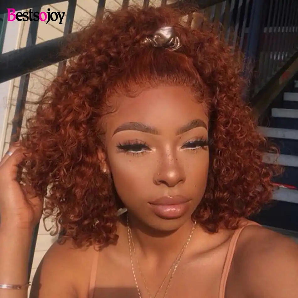 Bestsojoy Ginger Orange Short Curly Bob Wig Lace Front Human Hair Wigs Ombre Burgundy Colored Human Hair Wigs For Black Women Human Hair Lace Wigs Aliexpress