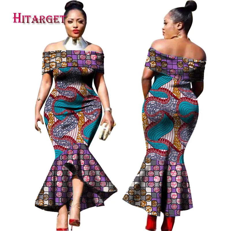 Модный дизайн традиционная африканская одежда с принтом Дашики с вырезом лодочкой африканские сексуальные платья русалки для женщин WY2348 - Цвет: 2