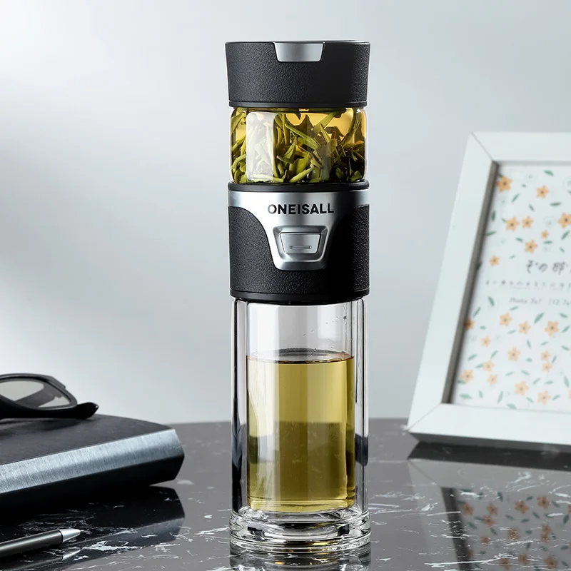 Skup Oneisall wysokiej jakości przezroczysty szklany kubek przenośna butelka na herbatę z niezależnym kubkiem wysokiej temperatury kreatywny kubek przeciw upadkowi