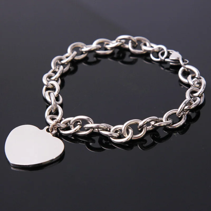 Серебряный браслет в форме сердца из нержавеющей стали, женские круглые аксессуары, цепочки на руку, оригинальные персонализированные браслеты, подарки друзьям