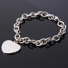 Серебряный браслет в форме сердца из нержавеющей стали, женские круглые аксессуары, цепочки на руку, оригинальные персонализированные браслеты, подарки друзьям
