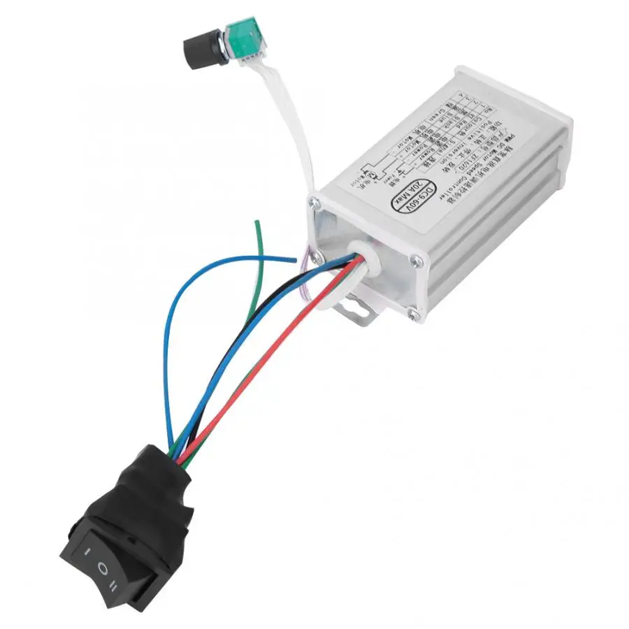 ZFX1620 DC9-60V металлический корпус DC контроллер скорости двигателя 20A вперед и обратный переключатель