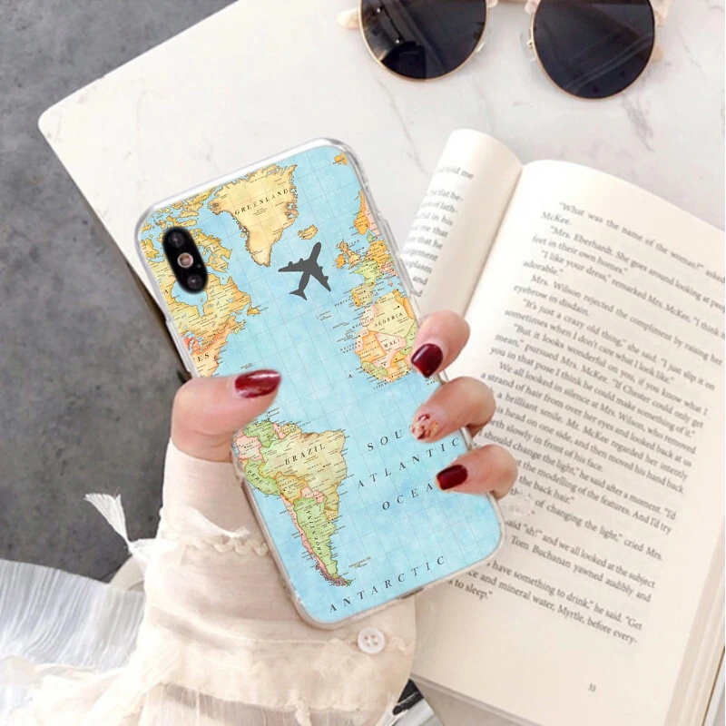 A6 Карта мира путешествия самолет DIY рисунок чехол для телефона чехол для iPhone X XS MAX 6 6s 7 7plus 8 8Plus 5 5S SE XR 11 pro max - Цвет: A6