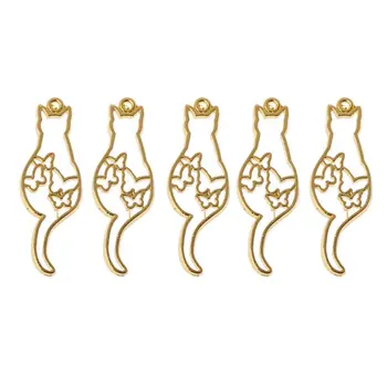 

5Pcs Cute Cat Dog Hollow Frames Pendants Bezels Setting Resin Jewelry Making M2EA