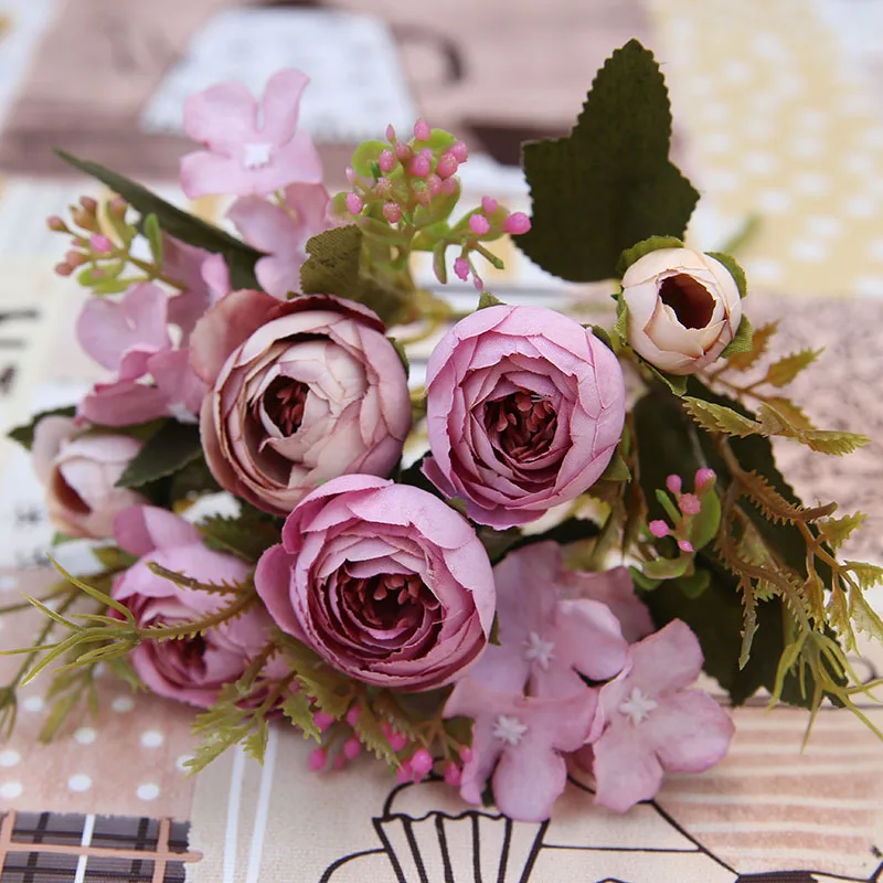 autumn fake tea rose silk flower fall Gerbera Daisy artificial plastic flower for wedding home accessories decoration room decor