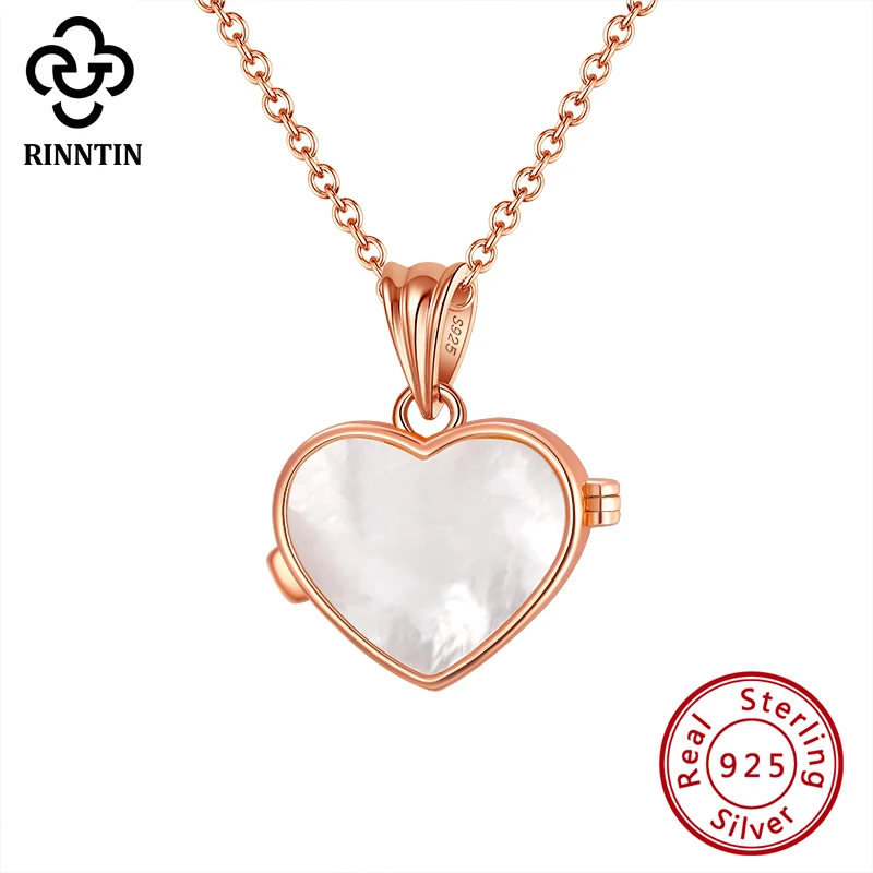 Rinntin 925 Sterling Silver Love Heart Locket Pendant Necklaces for Women  Mother of Pearl Valentines Day Mothers Day Gifts EQN25 - AliExpress