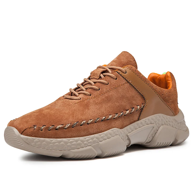 

2020 New Suede Men Sneakers Leather Casual Shoes Men Comfortable Massage Soles Fashion Men Leather Shoes Man Footwear Plus Size