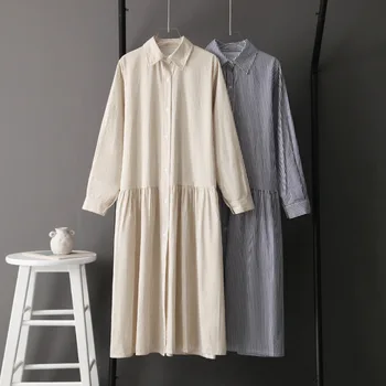 

[dowisi] 2020 Early Autumn New Style Casual Loose Single-Breasted Long-sleeved Shirt Dress Female B1527