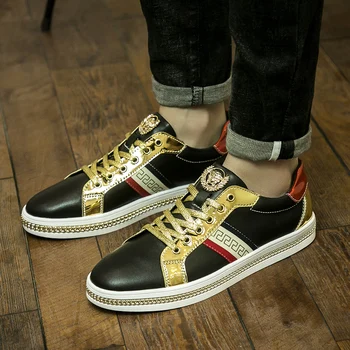 

Medusa embroidery white shoes men's shoes net red sports casual wild society wild golden shoes couple shoes black classic