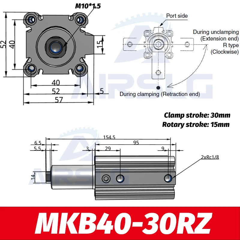 MKB40-30RZ MKB Поворотный Зажим цилиндра вращающийся вниз зажимного цилиндра MKB40-20LZ MKB40-30RZ MKB50-10LZ MKB50-10RZ MKB50-20LNZ MKB50-50RNZ - Цвет: MKB40-30RZ
