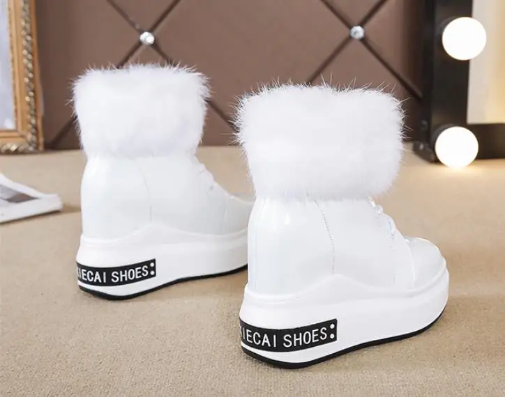 Botas mujer invierno/ г. Зимние очень теплые женские зимние ботинки на толстой подошве пикантные женские ботинки на высоком каблуке 10 см плюшевые хлопковые ботинки
