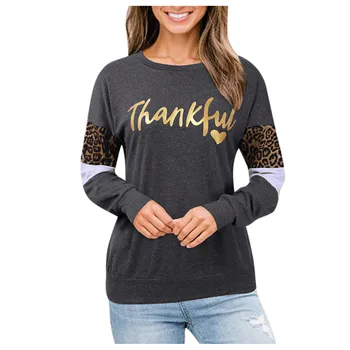 

Women Sexy Blouse New Thanksgiving Leopard Stitching Long Sleeve Elastic Pullover Spring Summer Fashion Casual Elegant Tops