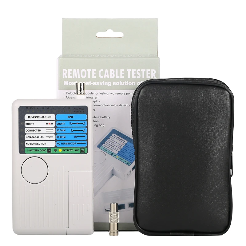 

4-in-1 Remote RJ11 RJ45 USB BNC LAN Tester Network Cable Tester Meter for UTP STP LAN Cable Tester