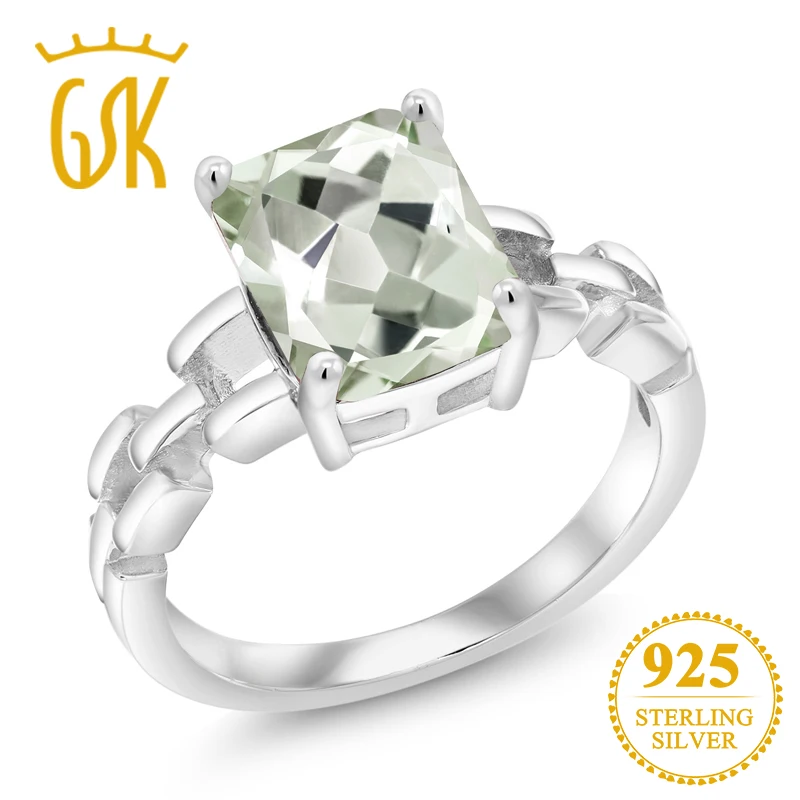 GemStoneKing 2 59 Ct подушка натуральный зеленый прасиолит драгоценный камень кольца