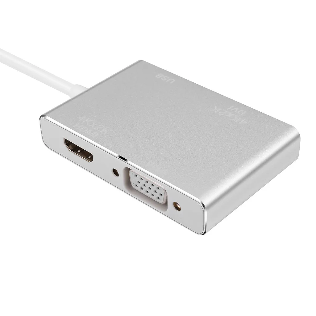 4 в 1 type-C к HDMI VGA DVI USB 3,0 кабель-адаптер для ноутбука USB 3,1 USB-C type C к HDMI многопортовый адаптер конвертер