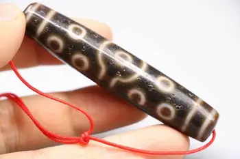 

Treasure Magic LKbrother Unique Energy Tibetan Old Agate 15 Eye Long dZi Bead Amulet Pendant 79*15MM Totem FRAJK