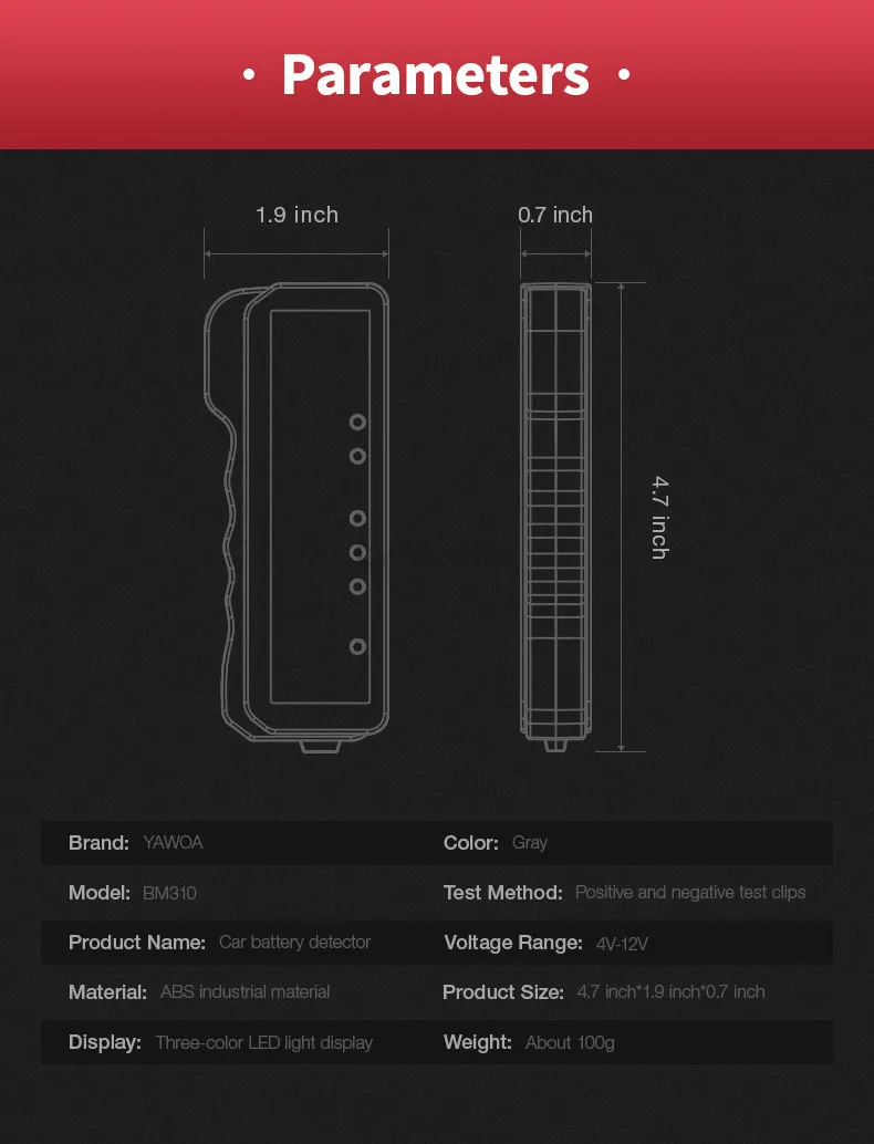 12V Battery Alternator Tester Digital Alternator Tester 6 LED Lights Display For Autor Car Diagnostic Tool Auto Battery Tester (2)