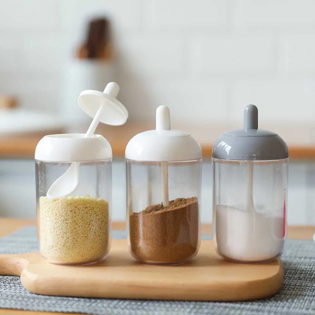 

Kitchen Supplies Seasoning Bottle Salt Storage Box Spice Jar With Spoon Cans Pepper Shakers Salt Shaker Spice Container