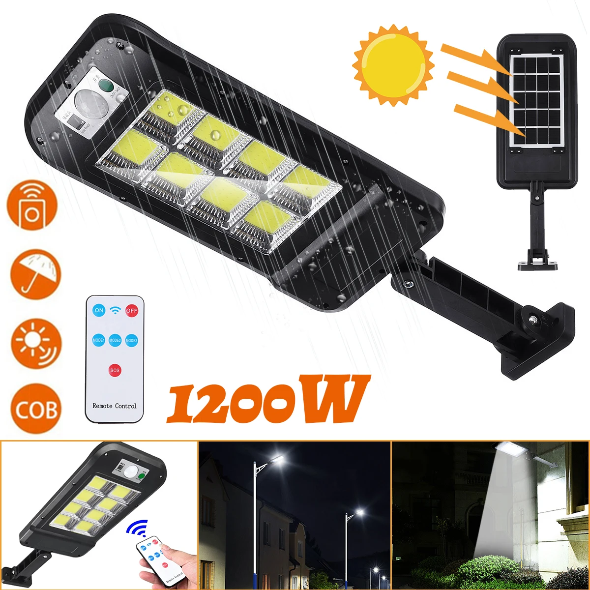 Details about   Double Head Outdoor Solar Panel Garden Lamp Remote Control IP65 16LED 260lm New 
