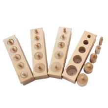 

Mini Wooden Insert Cylinder Blocks Set Montessori Sensorial Toys for Homeschool/ Preschool Early Education Child Matching Game