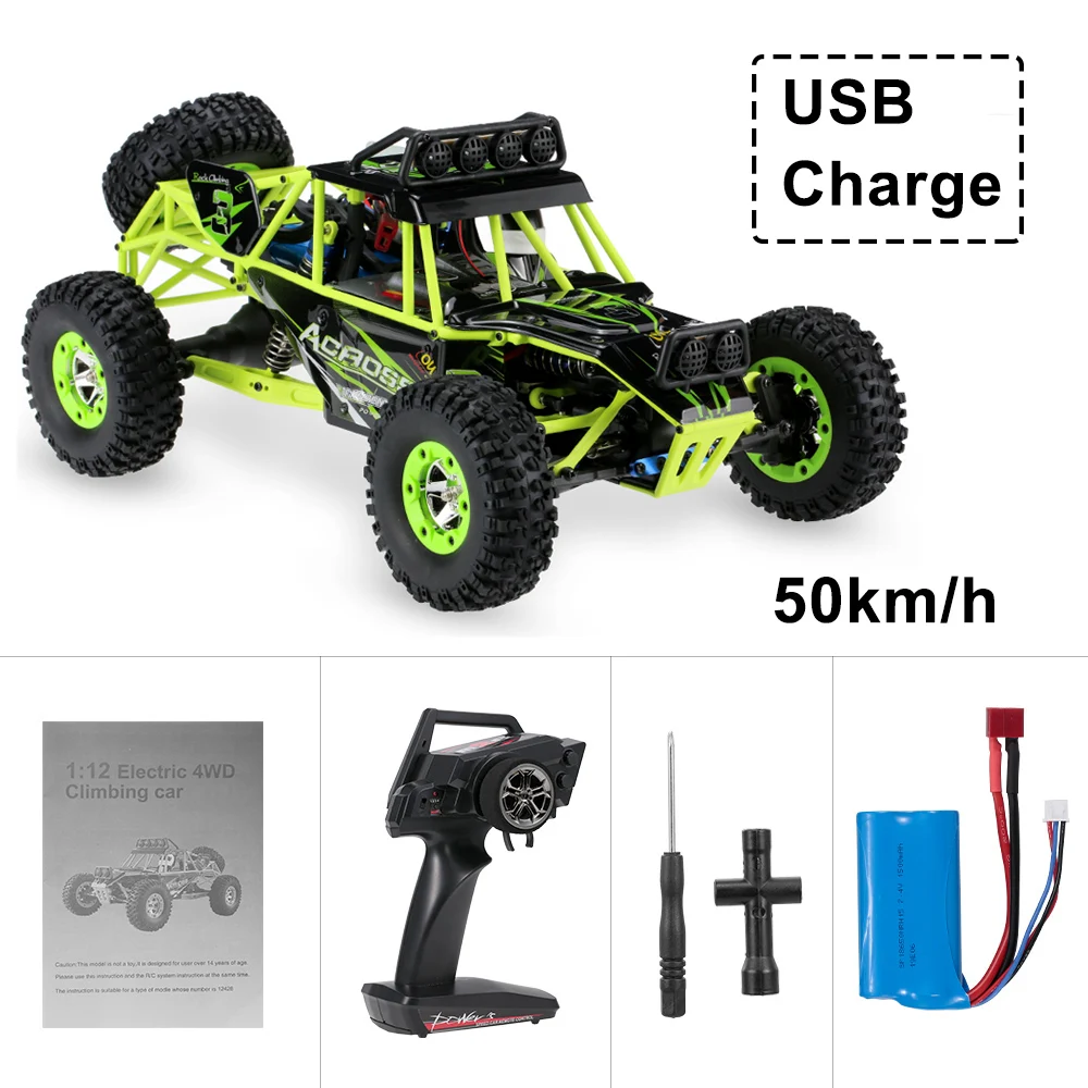 Wltoys 12428 1/12 Масштаб 2,4 г 4WD RC альпинистская машина 50 км/ч высокая скорость Электрический RC автомобиль внедорожник Buggy Crawler автомобиль для детей - Цвет: USB PLUG