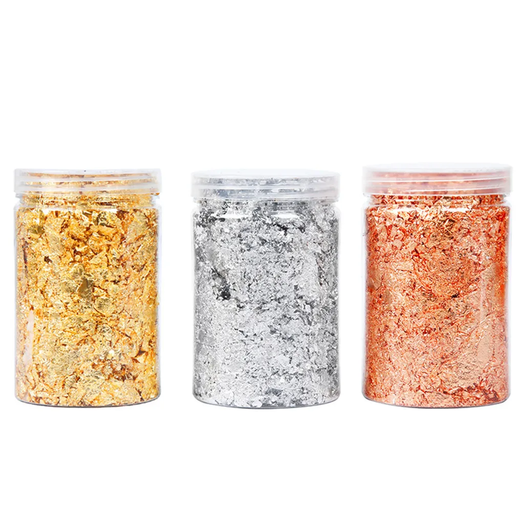 Shiny Genuine Gold Leaf Schabin Flakes 10g Gold Decoration Silver Copper Dishes Chef Art Cake Decor Chocolates Tools