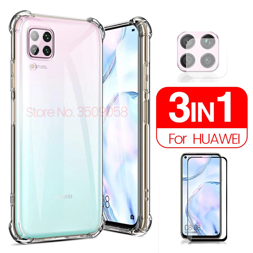 Чехол для Камеры hauwei p 40 lite стеклянный мягкий прозрачный чехол с подушкой