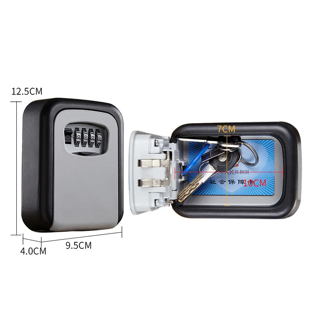 Key Lock Box Wall Mounted Key Safe Box Weatherproof 4 Digit Combination