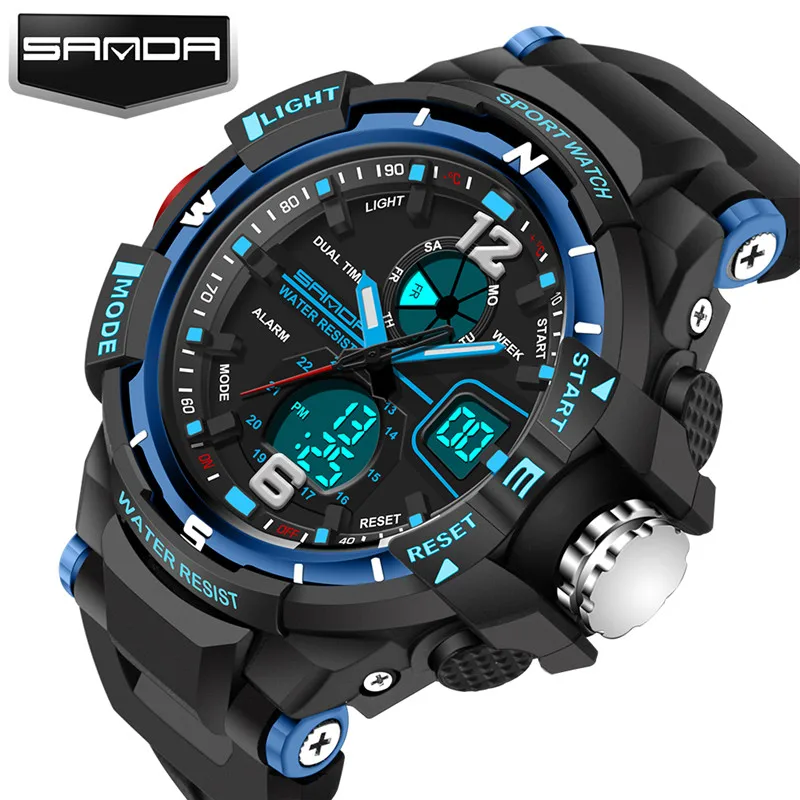 SANDA Водонепроницаемый Будильник для мужчин s часы лучший бренд класса люкс цифровые светодиодные спортивные часы мужские наручные часы
