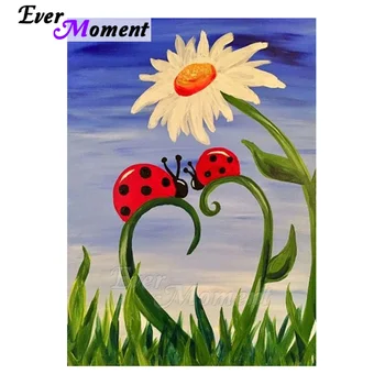 

Ever Moment Full Diamond Painting Mosaic Picture Beautiful Flower And Insect DIY Gift Craft Home Decor Full Square Drills 5L855