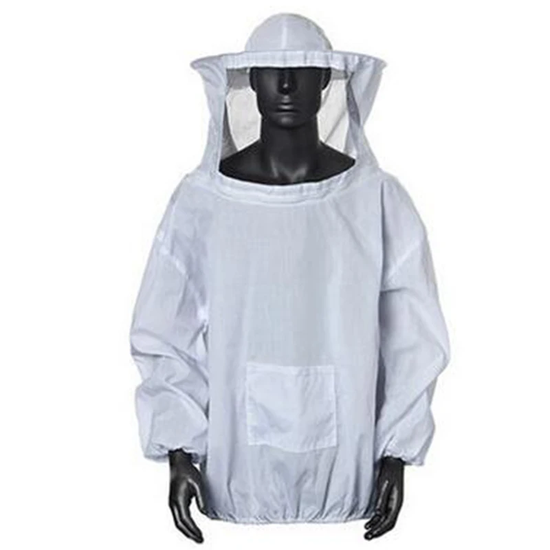 Shield Beekeeping Suit Protective Costume Jacket Coat With Hood White Zipper Home Garden Supplies