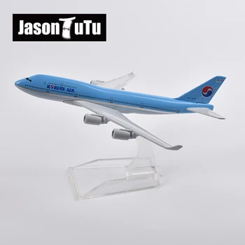 JASON TUTU-한국 에어 보잉 16cm 747 비행기 모델, 항공기, 다이캐스트 금속 1/400 스케일 비행기 모델, 선물 컬렉션, 드롭 배송
