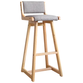 

Nordic solid wood bar chair high home modern leisure simple back stool