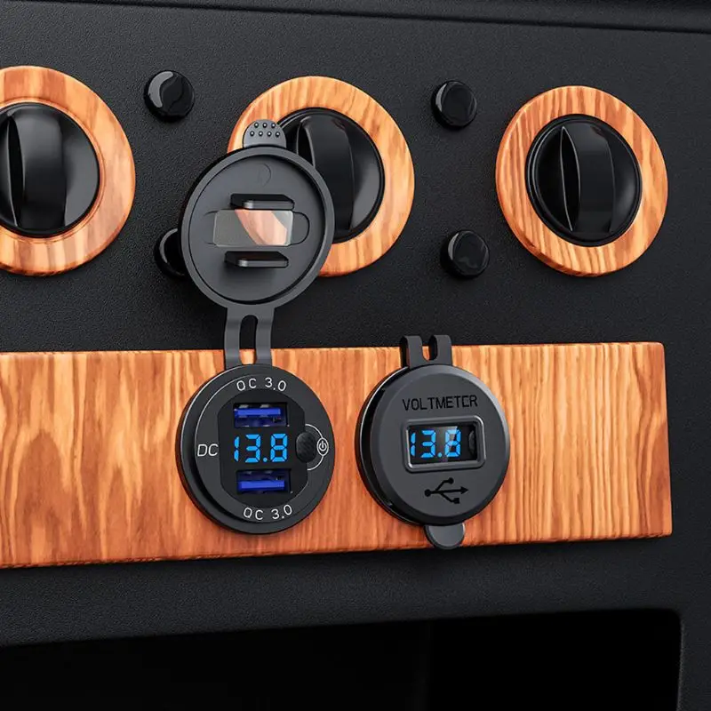Металлический 12V 24V QC3.0 устройство для автомобиля с двумя портами USB Зарядное