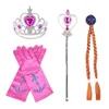 5-8 Pcs Set Elsa Anna Costume Blue Rose Yellow Pink Color Princess Accessories Crown Magic Wand Gloves Braid Halloween Dress Up 5