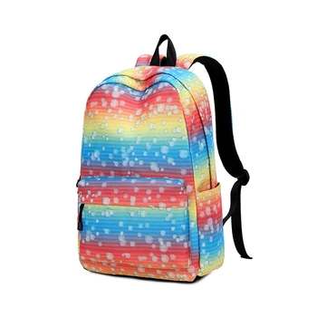 

LJL-Colorful Rainbow Print School Bags for Kids Big Capacity Shoulder Backpack Creat Your Schoolbags Book Bag Boys Girls
