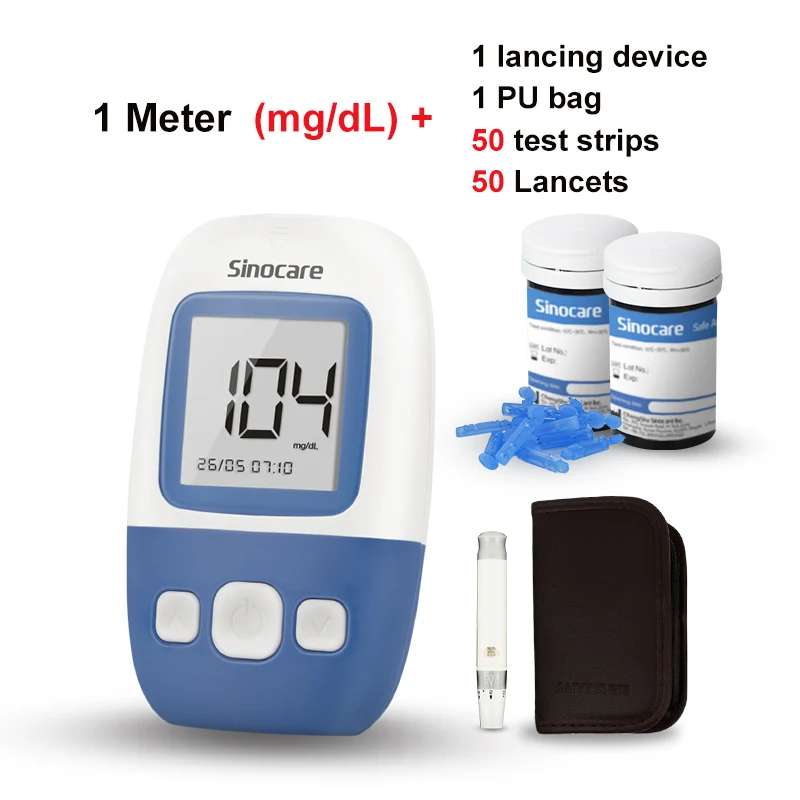 Sinocare Medidor de glucosa en sangre de glucosa en sangre Digital Medidor  Digital de Check up glucómetro no invasivo del producto Medidor de glucosa  con tiras de prueba - China Medidor de