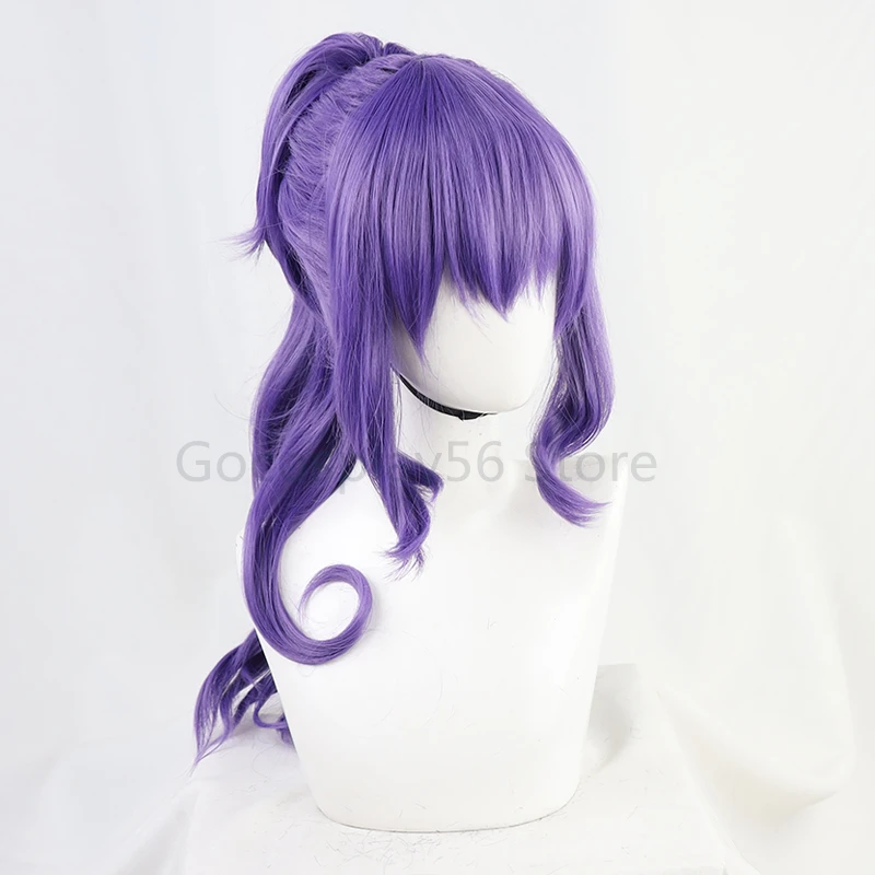 morticia addams dress Asahina Mafuyu Cosplay Wig mfy Purple Long Curly Temples Ponytail Heat Resistant Hair Role Play Vtuber cosplay