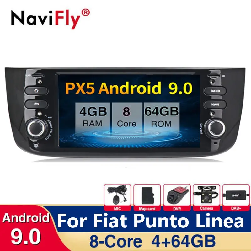 Бесплатная доставка! Автомобильный мультимедийный dvd-плеер 4 + 64 ГБ Android 9 0 gps для Fiat
