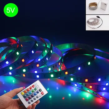 

3XAA Battery 5V USB RGB LED Strip 2835 DC LED Light Flexible 50CM 1M 2M 3M 5M White Warm For TV Background Lighting Night Light