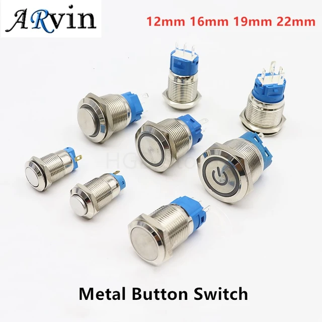 Switch Pushbutton Switches  Waterproof Switch Button 220v - 16/19/22mm  Metal Push - Aliexpress