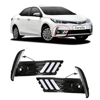 

M&C Car LED Daytime Running Light Fog Lamp For Toyota Corolla 2017 Manufacture Driving Day Lamp With Amber Turn Signal Light