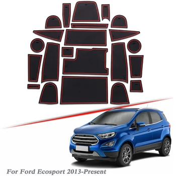 

22pcs Car Styling Gate slot pad For Ford Ecosport 2013-Present Silica Gel Door Groove Mat interior Non-slip dust Mat Accessory